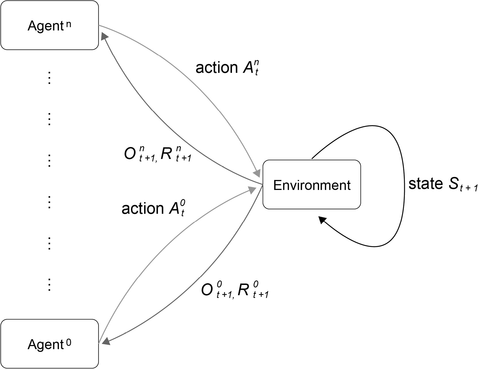Figure 1.14: A schematic representation of the multi-agent decentralized MDP