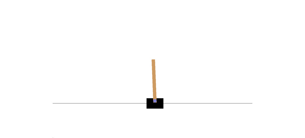 Figure 1.35: A CartPole environment rendered in Gym (the initial state)