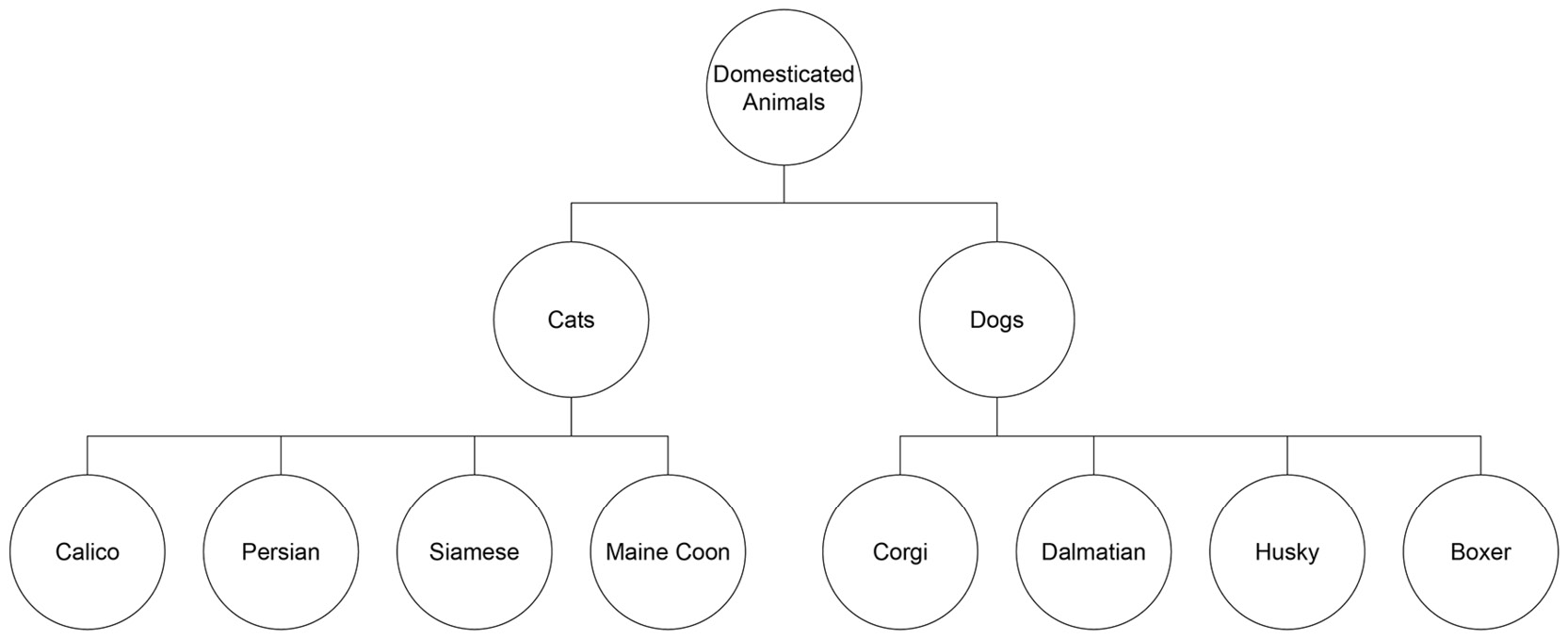 Figure 2.2: The relationships of animal species in a hierarchical tree structure
