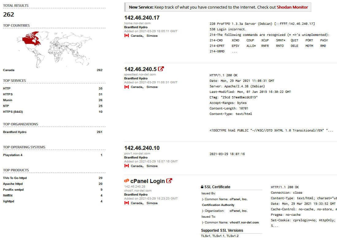 Figure 17.9 – IP range lookup on Shodan 