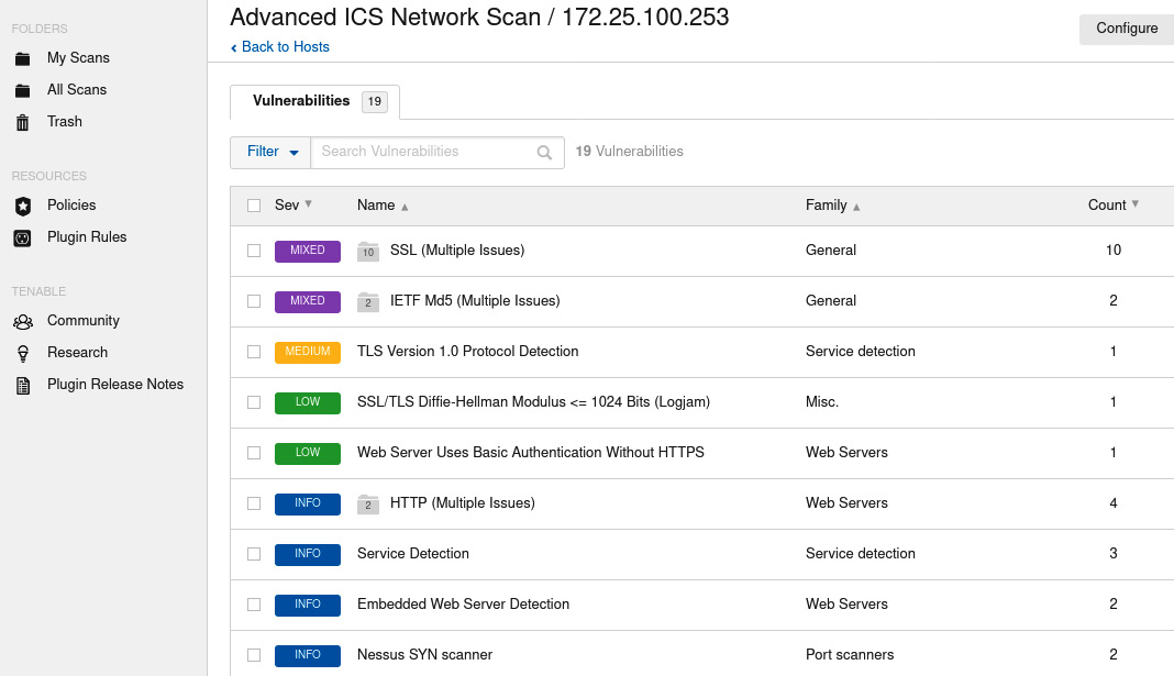 Figure 17.14 – Nessus scan result for the IND switch 