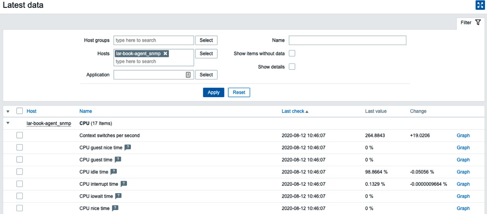 Figure 2.15 – SNMP latest data for host lar-book-agent_snmp
