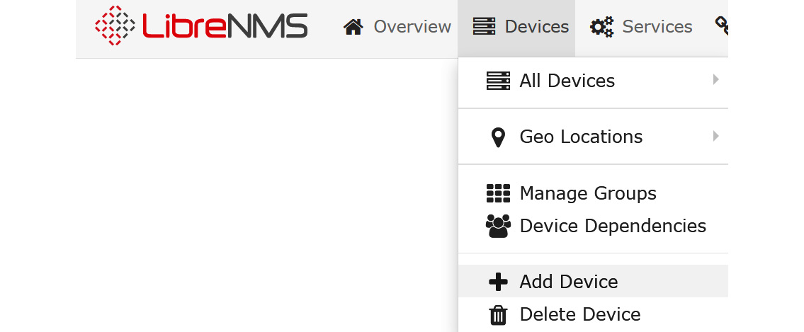 Figure 12.8 – Adding a device to LibreNMS