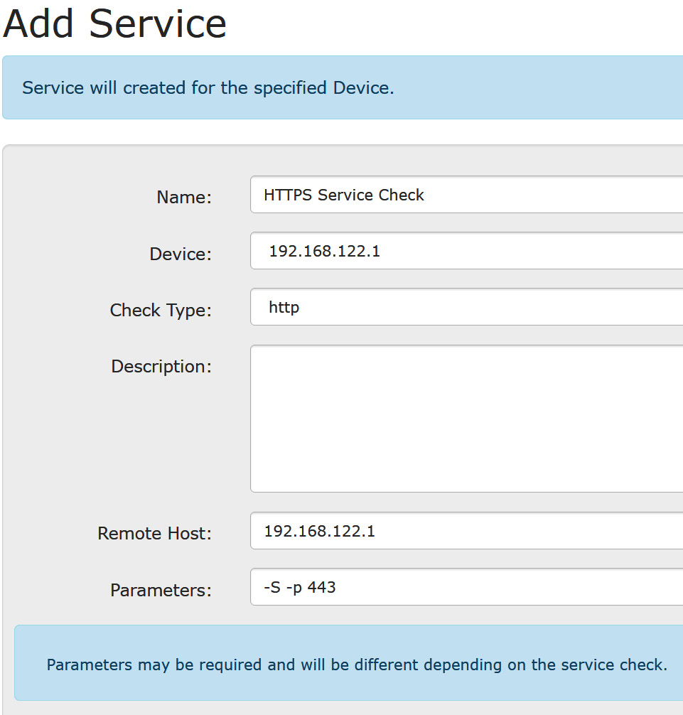 Figure 12.20 – Monitoring an HTTPS service in LibreNMS using parameters
