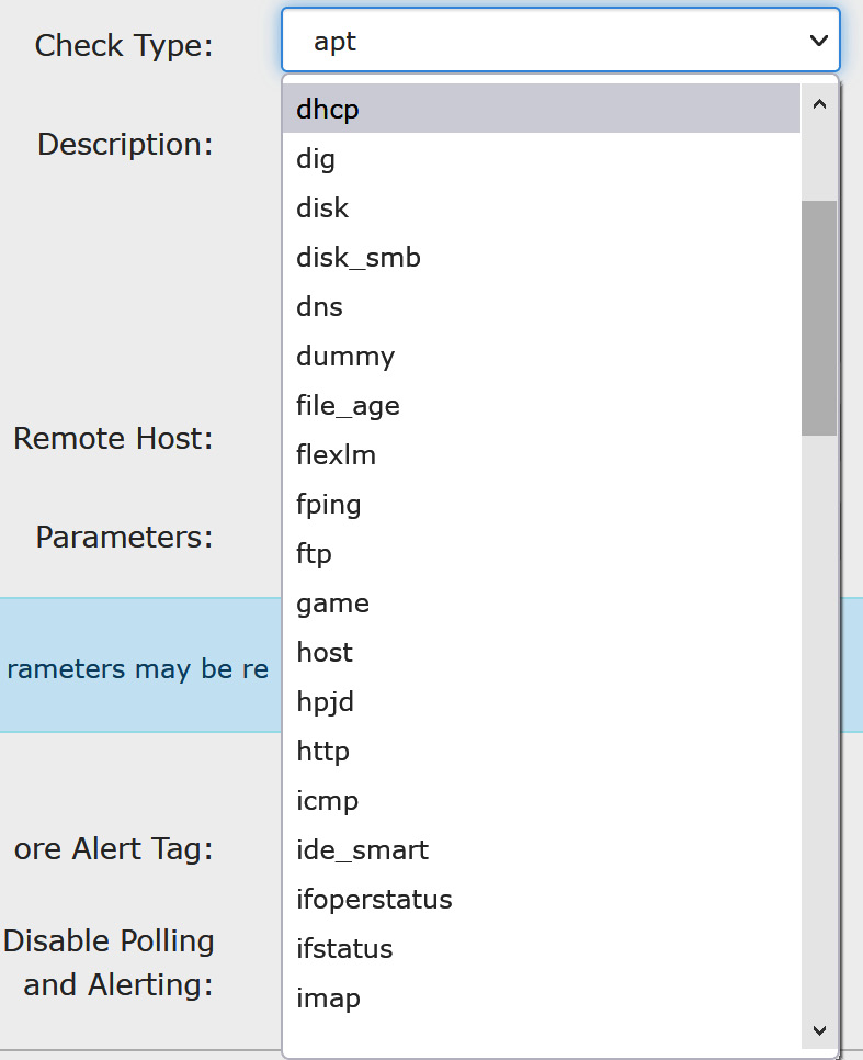 Figure 12.22 – Service checks available in LibreNMS
