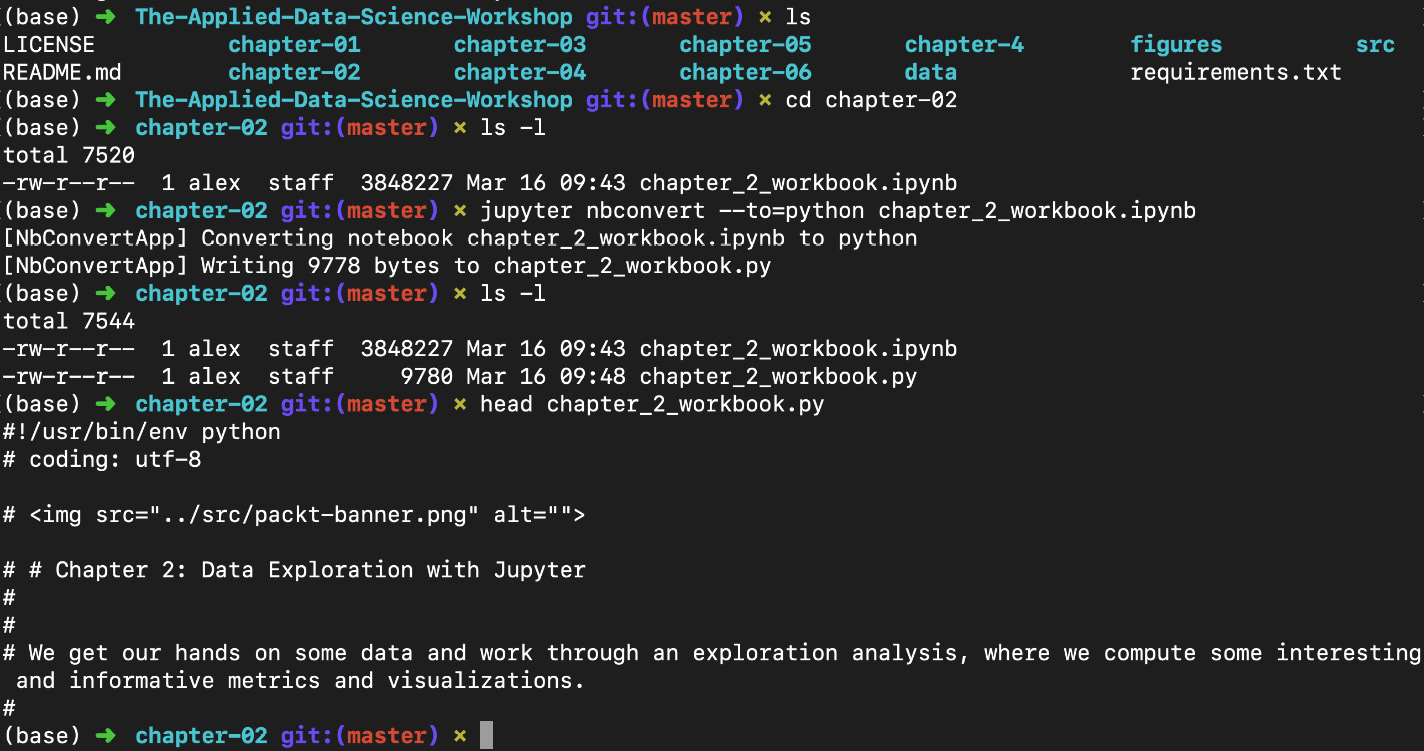 Figure 1.37: Converting a Notebook into a script (.py) file
