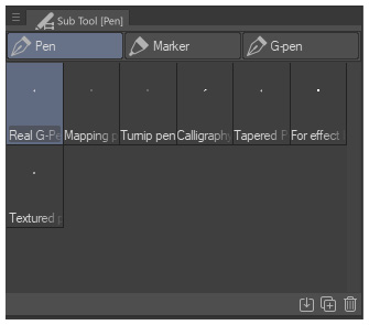 Figure 2.1 – The pen Sub Tool group
