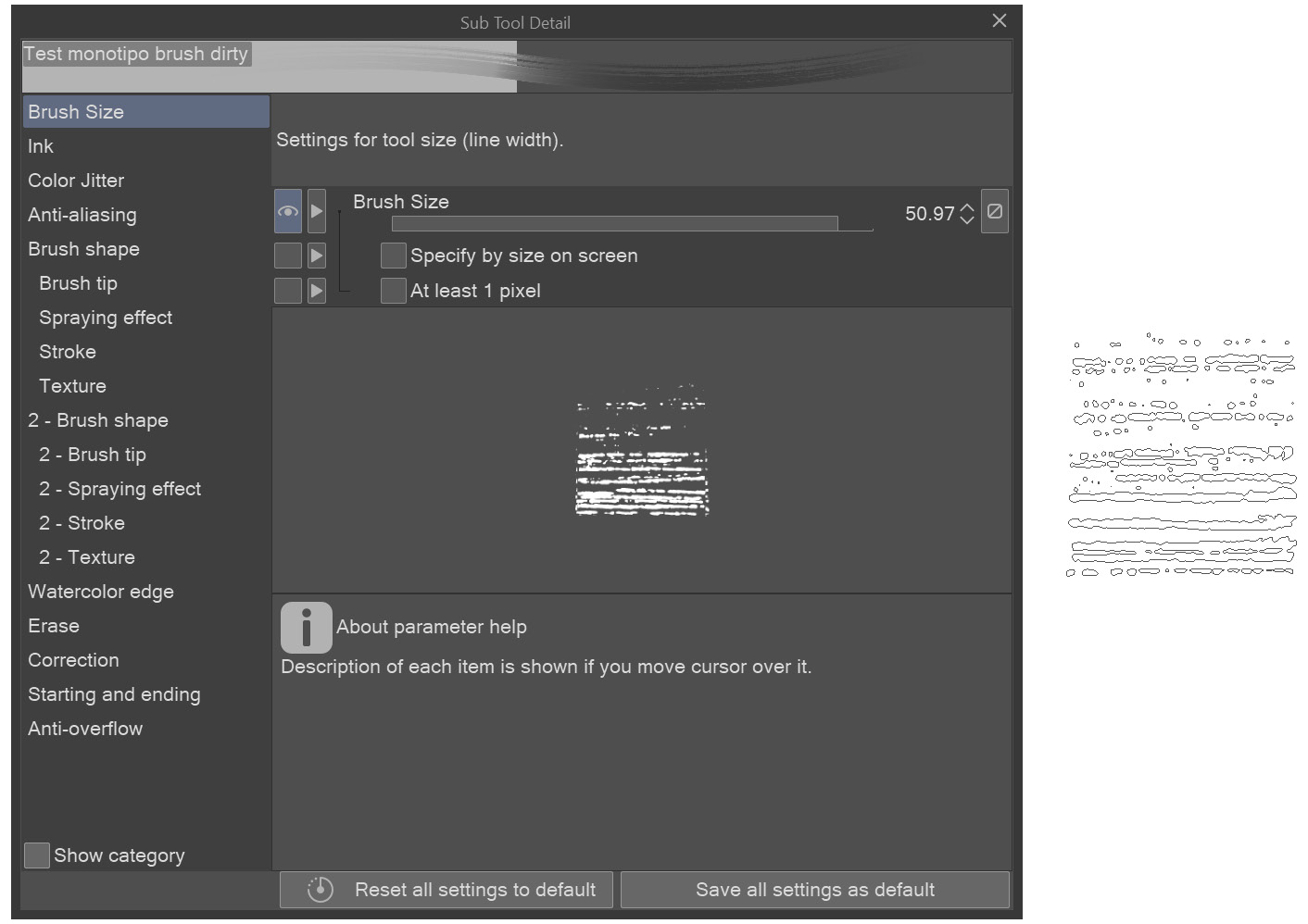 Figure 2.8 – Example of a brush silhouette and how it's seen on the canvas (right)
