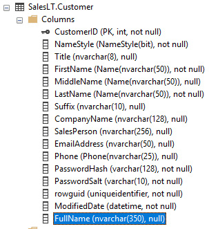 Figure 2.33 – SSMS Object Explorer FullName column