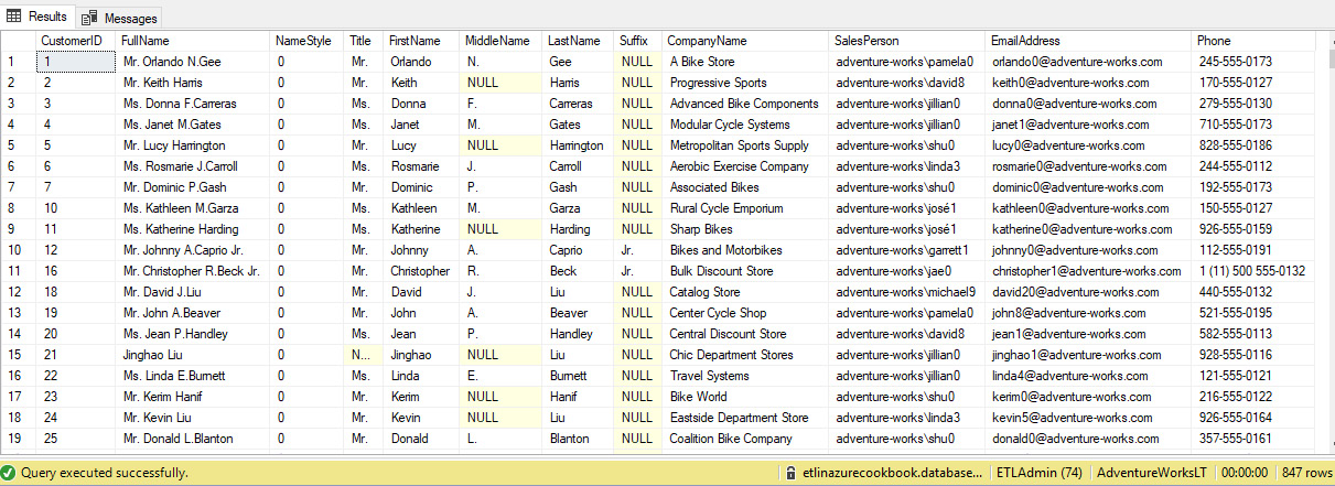 Figure 2.34 – SSMS Query Editor result
