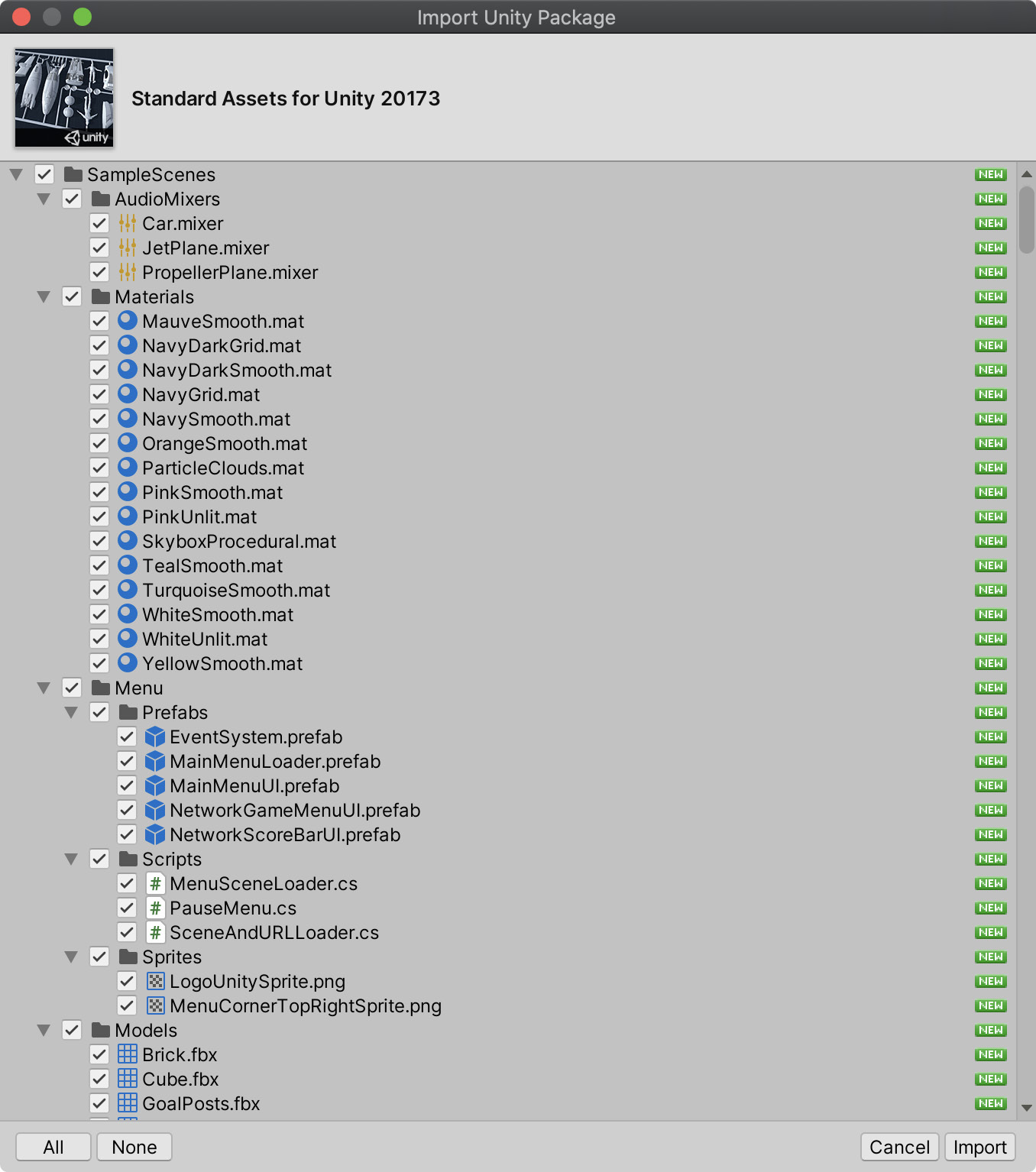 Figure 1.11 – Choosing assets to import