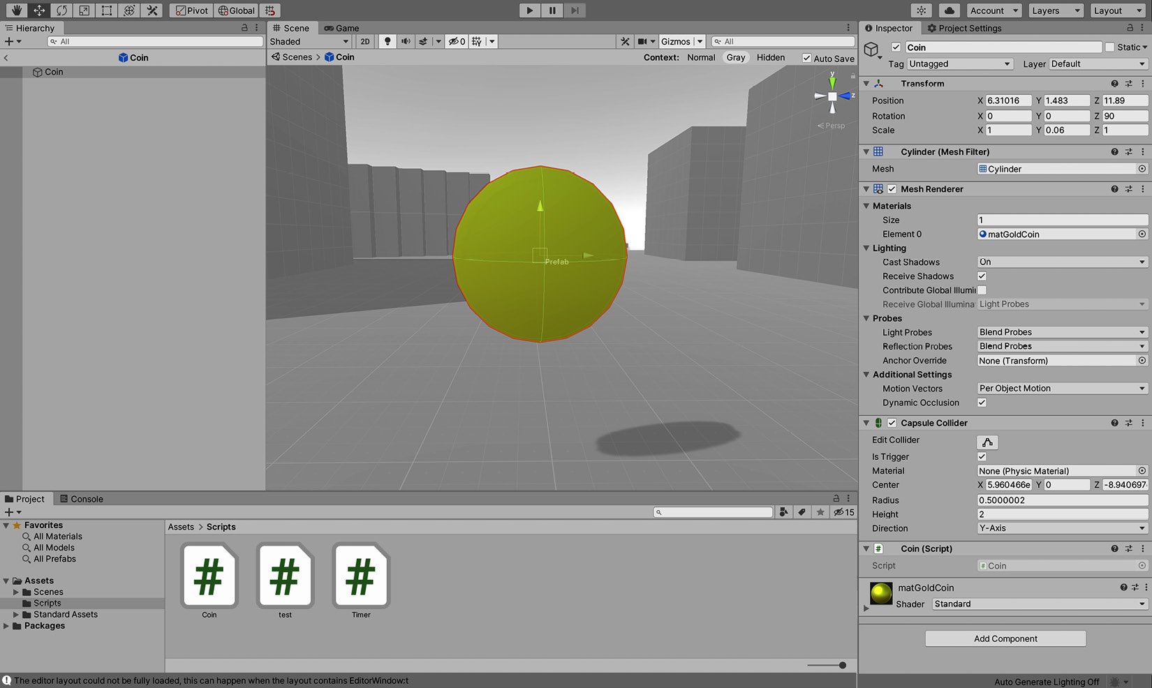 Figure 2.26 – Prefab Mode for the Coin object
