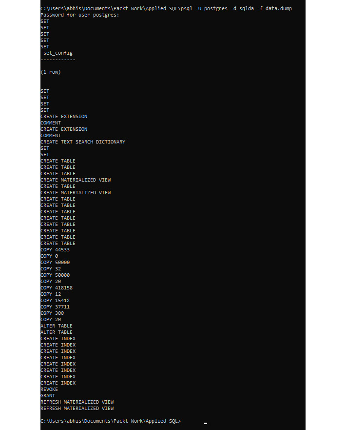 Figure 0.23: PostgreSQL database import