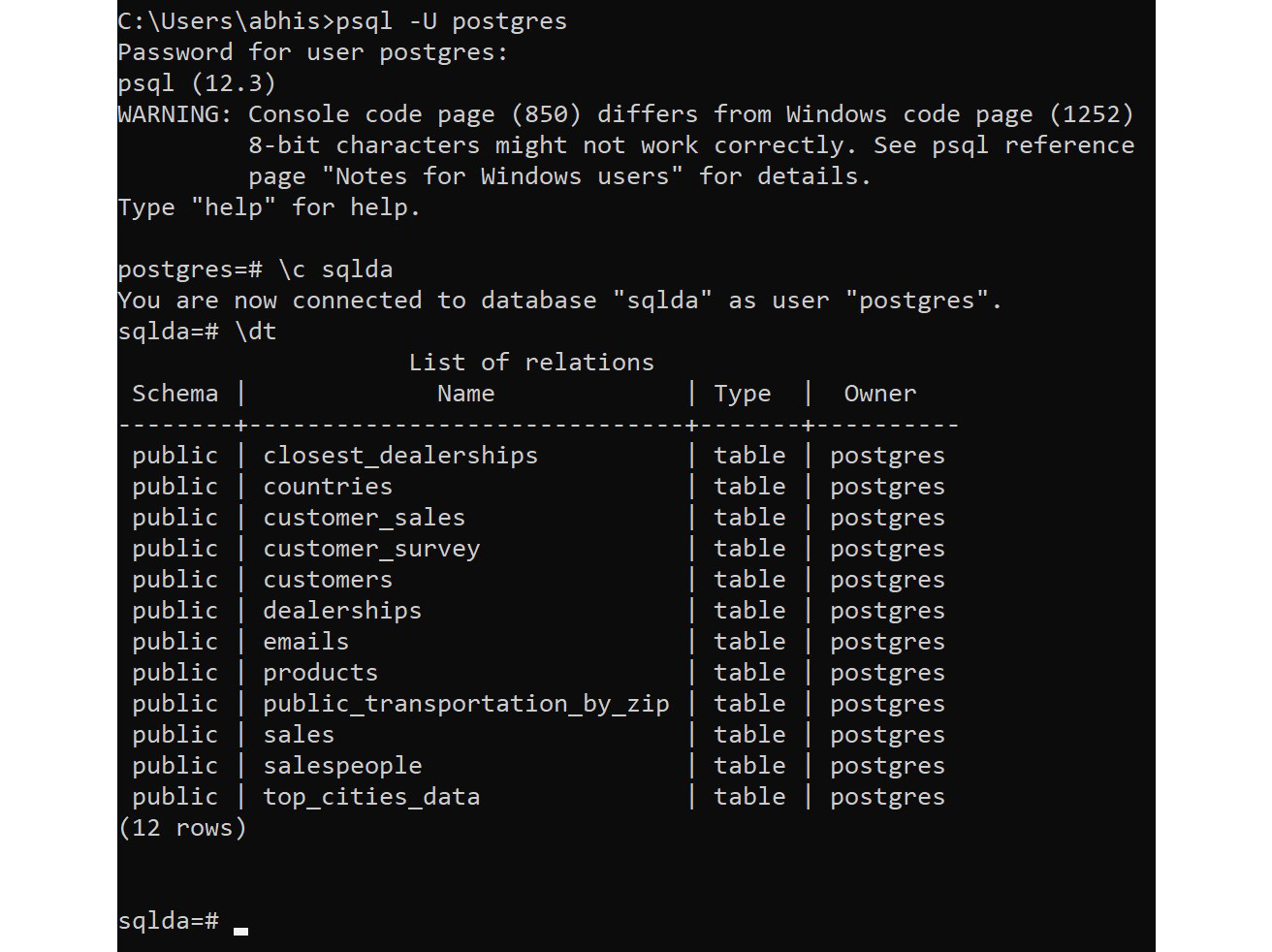 Figure 0.24: Validating that the database has been imported