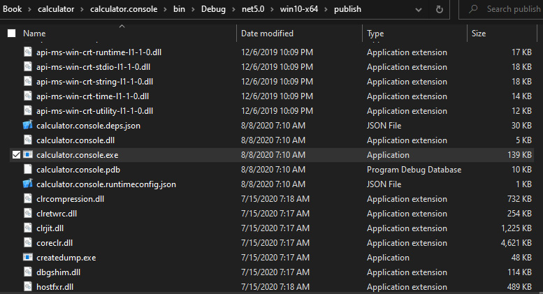 Figure 1.5 – .NET Self-Contained Publish Package
