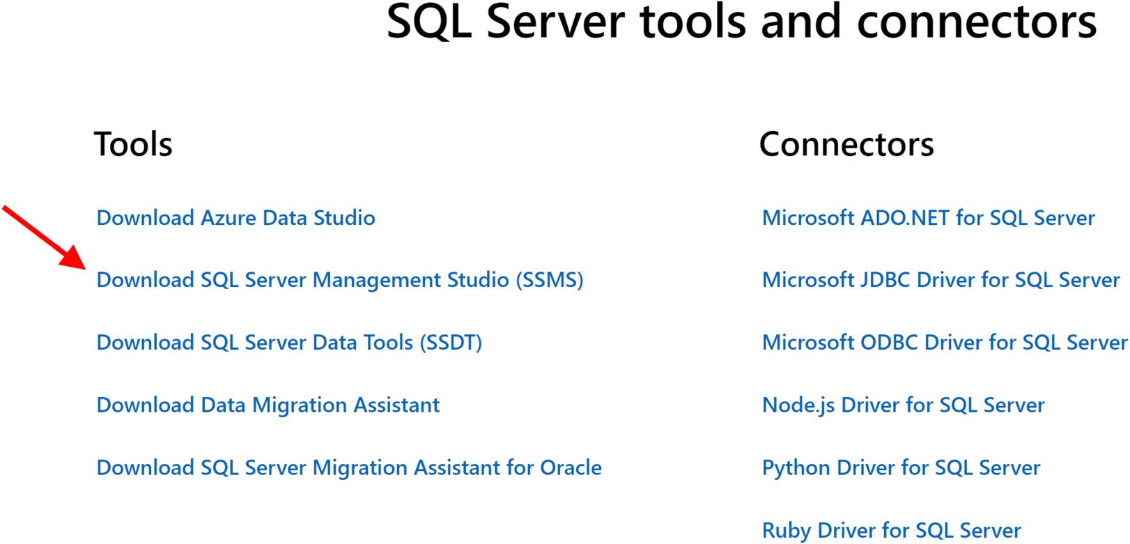 Figure 1.23 – Choose SQL Server Management Studio
