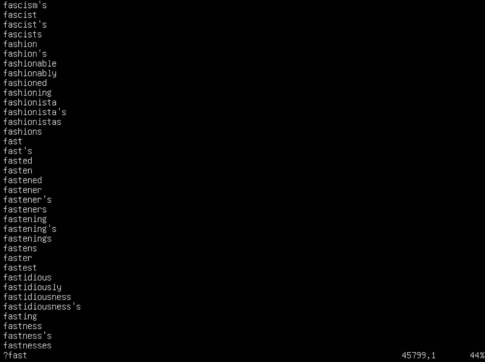 Figure 2.17 – Finding a word backward from the previous cursor
