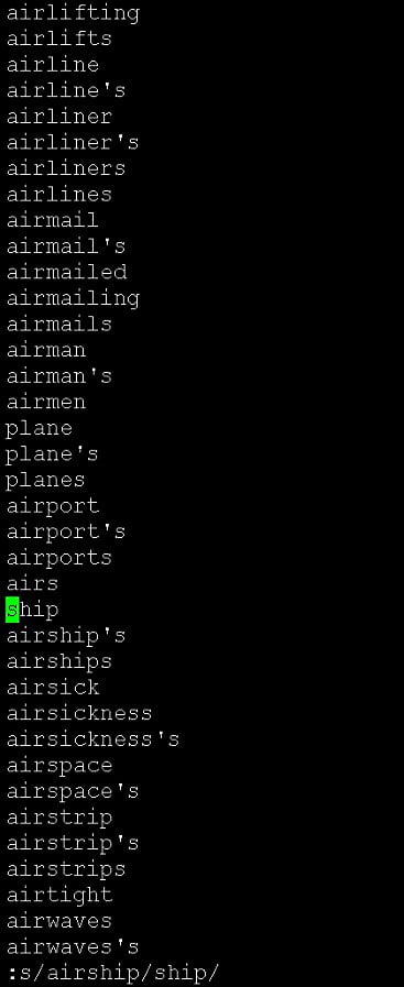 Figure 2.19 – Replacing one appearance of a word in a specific line with another word
