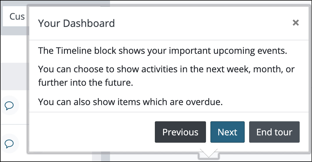 Figure 2.14 – Moodle dashboard tour
