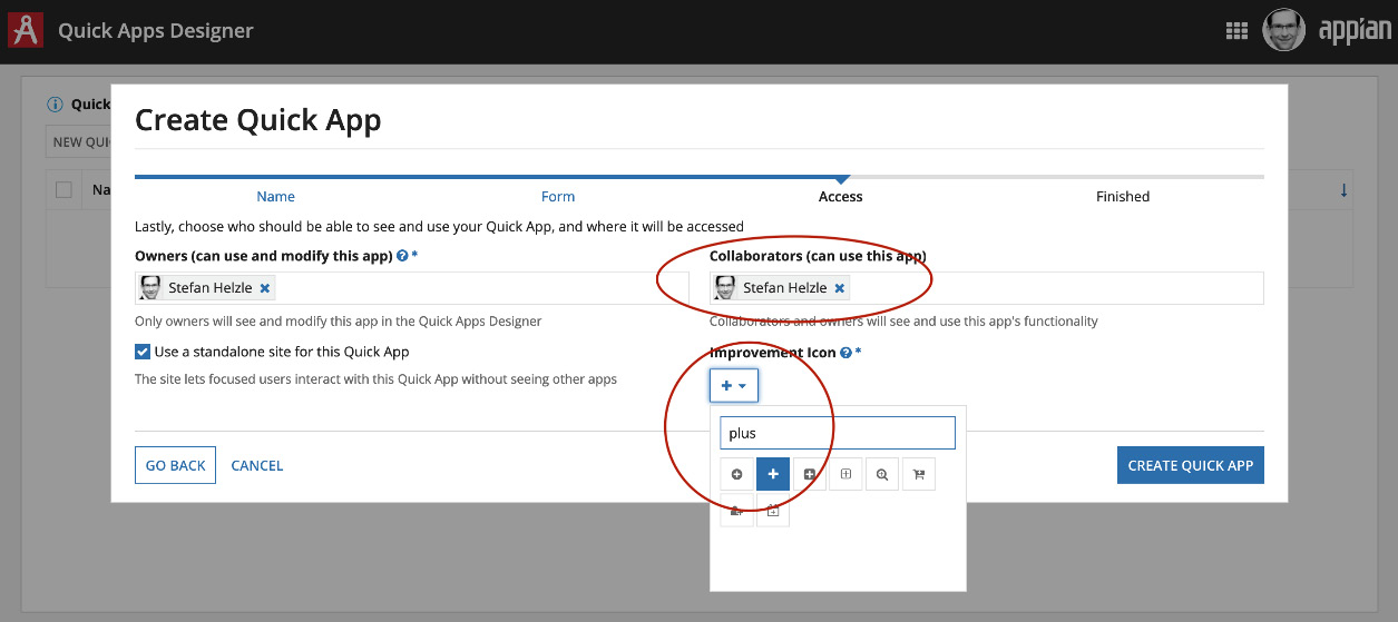 Figure 1.20 – Defining permissions and icon