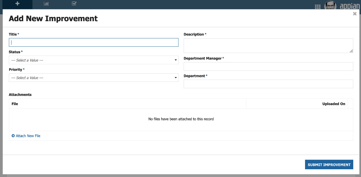 Figure 1.24 – Add New Improvement screen