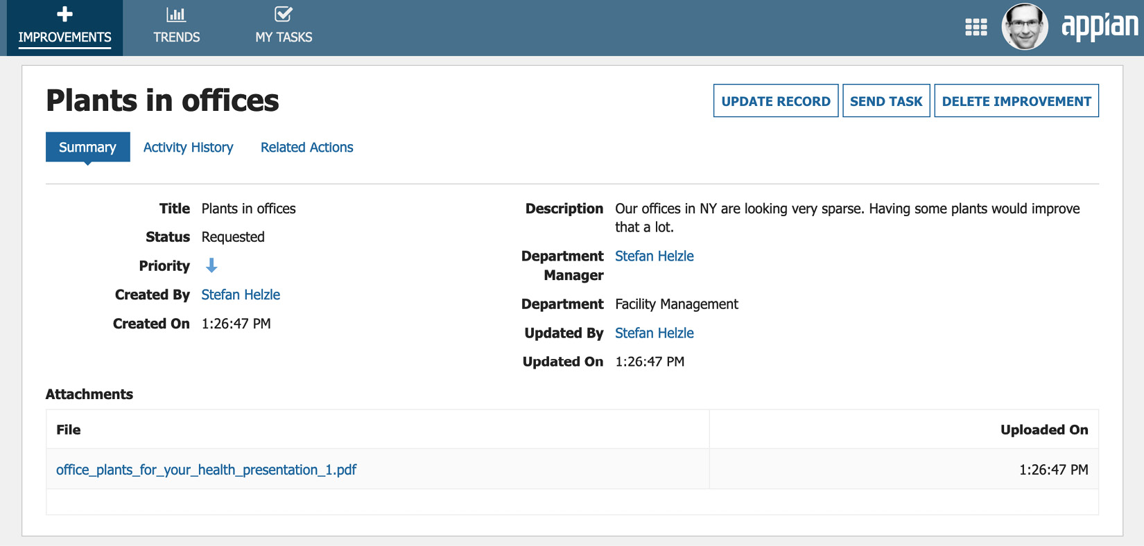 Figure 1.27 – The improvement record dashboard