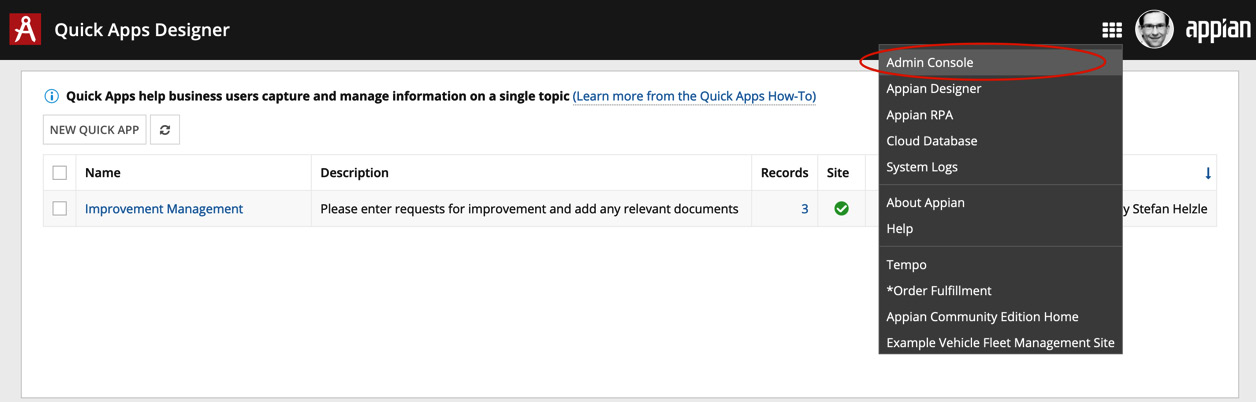 Figure 1.4 – Opening Admin Console
