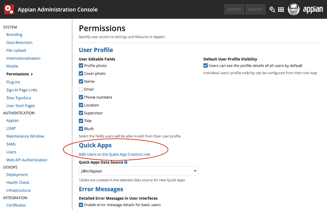 Figure 1.6 – Administration Console permissions