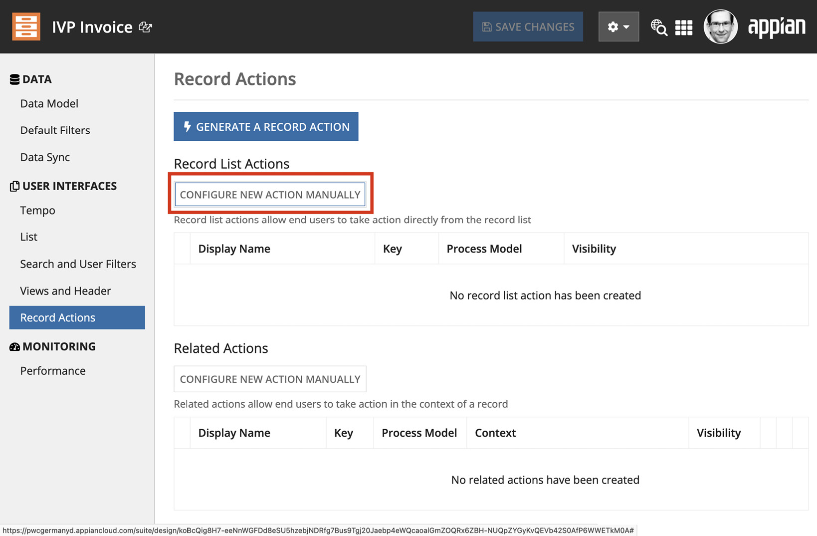 Figure 10.22 – Record Actions in manual mode