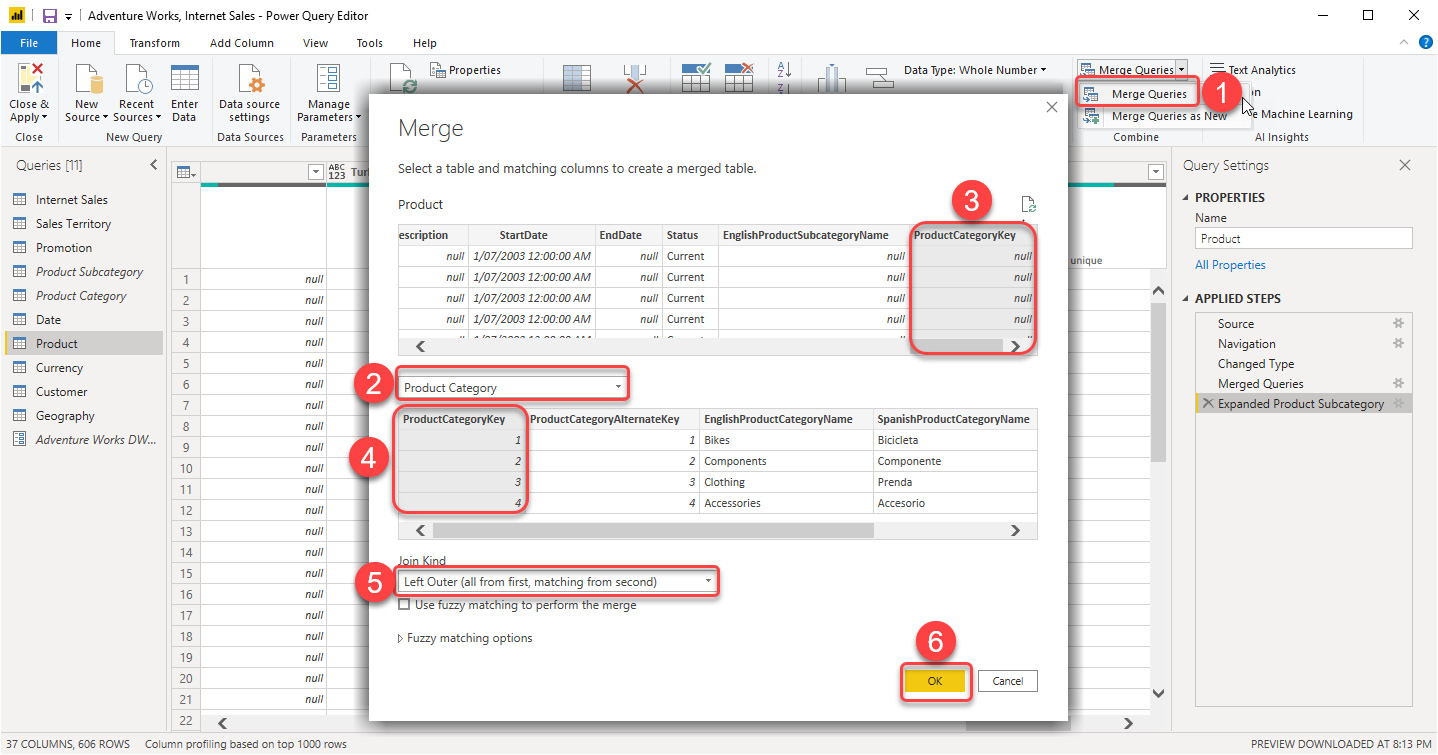 Figure 1.14 – Merging Product and Product Category
