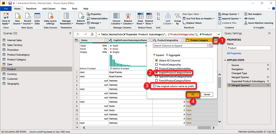 Figure 1.15 – Merging Product and Product Category
