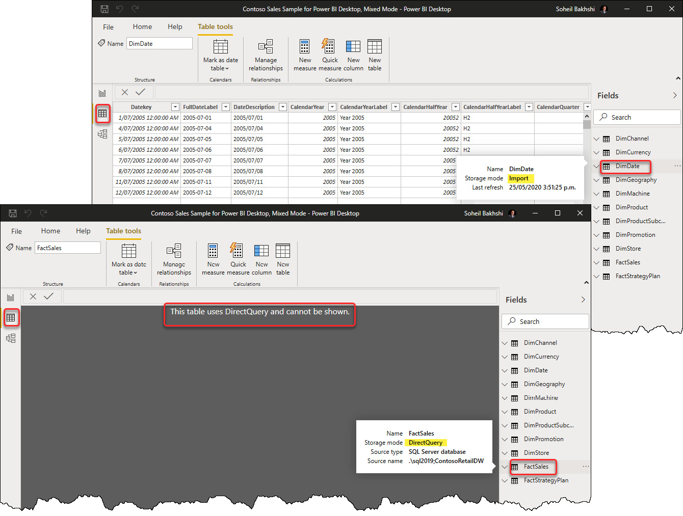 Figure 1.5 – Data view; storage mode: DirectQuery
