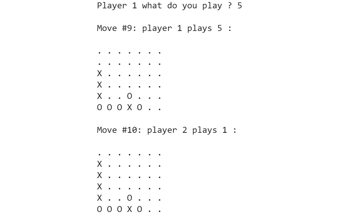 Figure 1.29: Expected output for the game Connect Four
