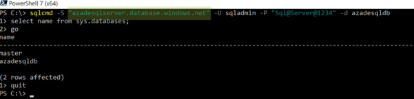 Figure 2.4 – Connecting to an Azure SQL database
