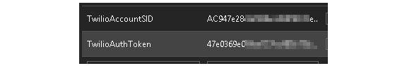 Adding two keys for storing TwilioAccountSID and TwilioAuthToken