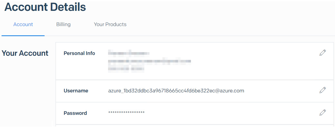 Clicking on the Account details pane and copying the SendGrid credentials