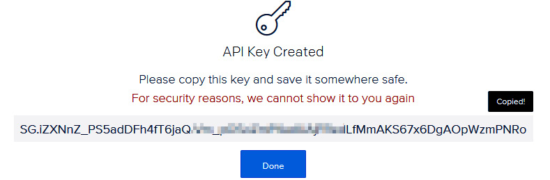 Copying the API keys