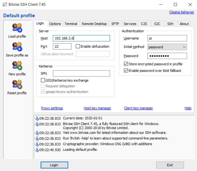 Figure 2.1 – Bitwise Connection window
