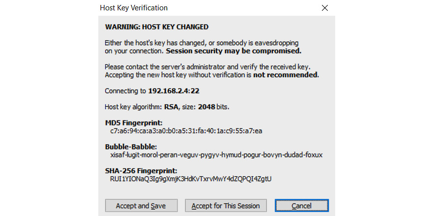Figure 2.2 – Message window for the first-time connection
