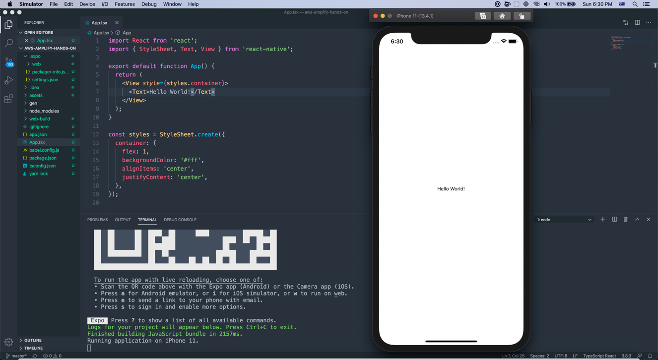 Figure 1.11 – iPhone simulator with the Expo CLI
