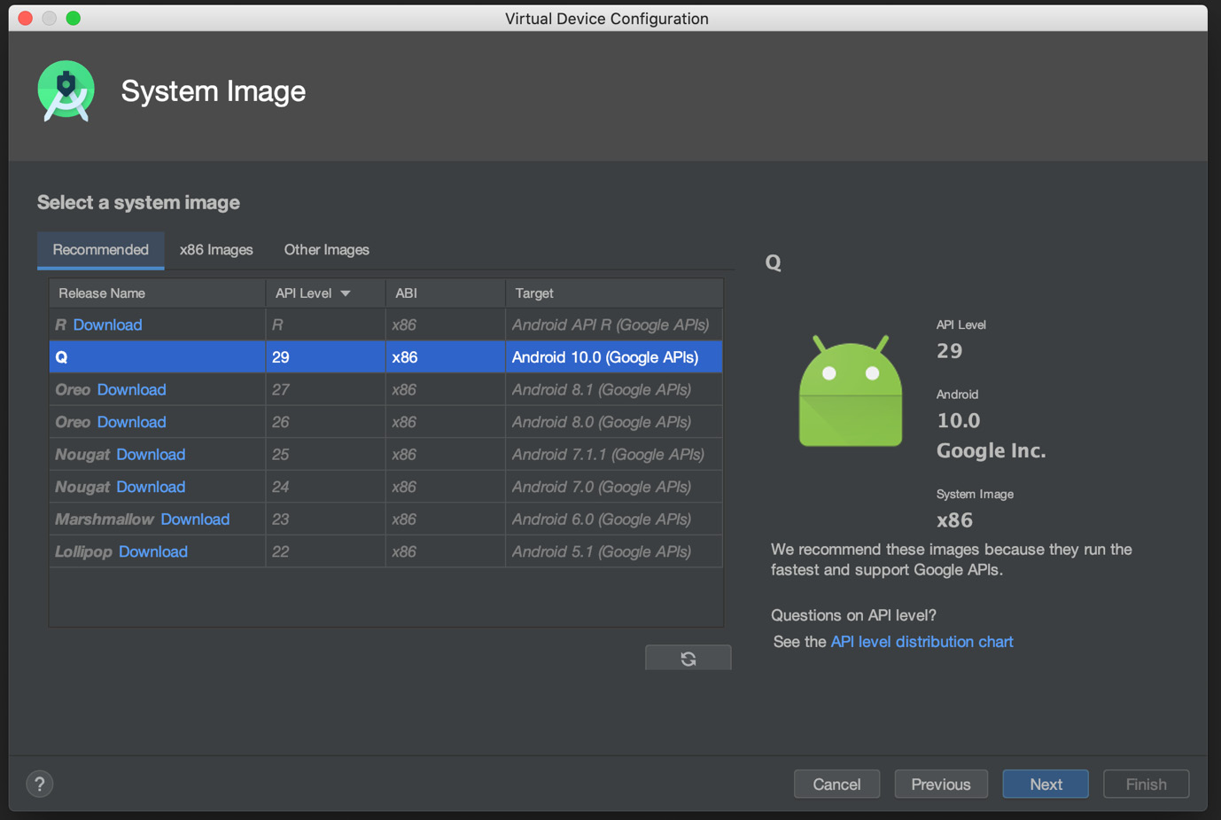 Figure 1.14 – Virtual Device Configuration: Selecting a system image