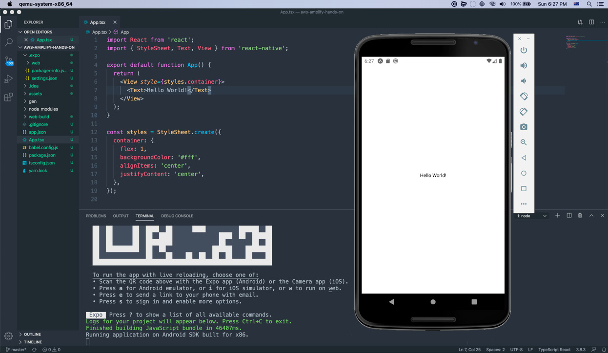 Figure 1.21 – Running the Expo app in the Android emulator
