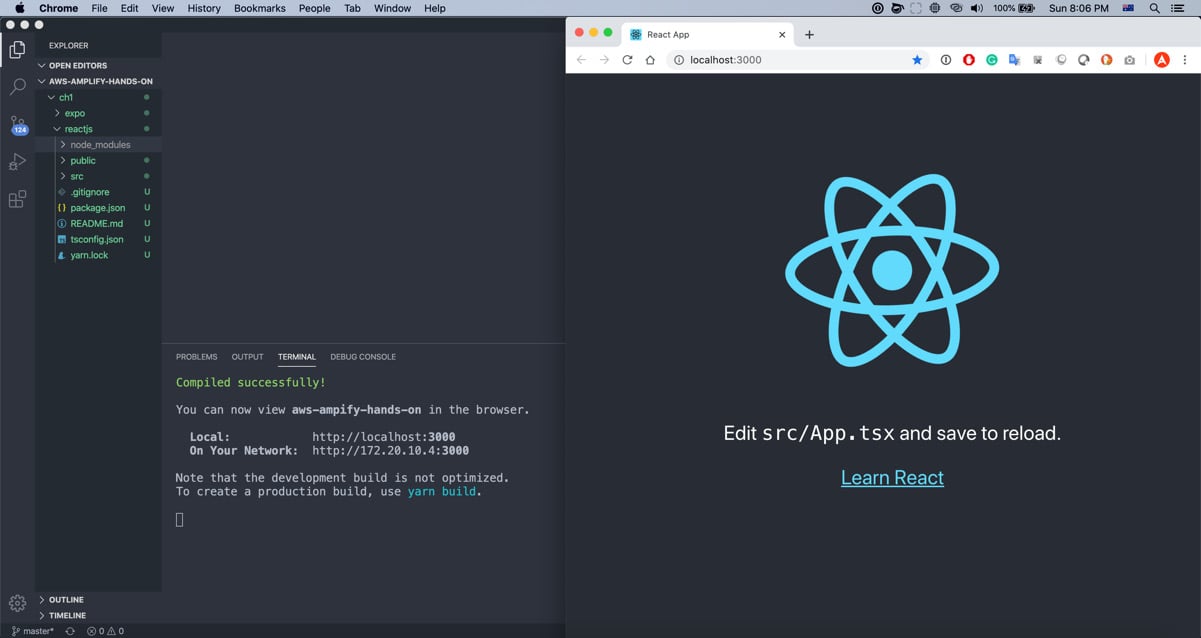 Figure 1.24 – Running the ReactJS app in a browser
