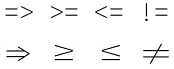 Figure 1.6 – Top: characters as typed and stored. Bottom: ligatures as rendered
