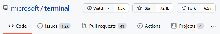 Figure 1.11 – The Windows Terminal GitHub repository
