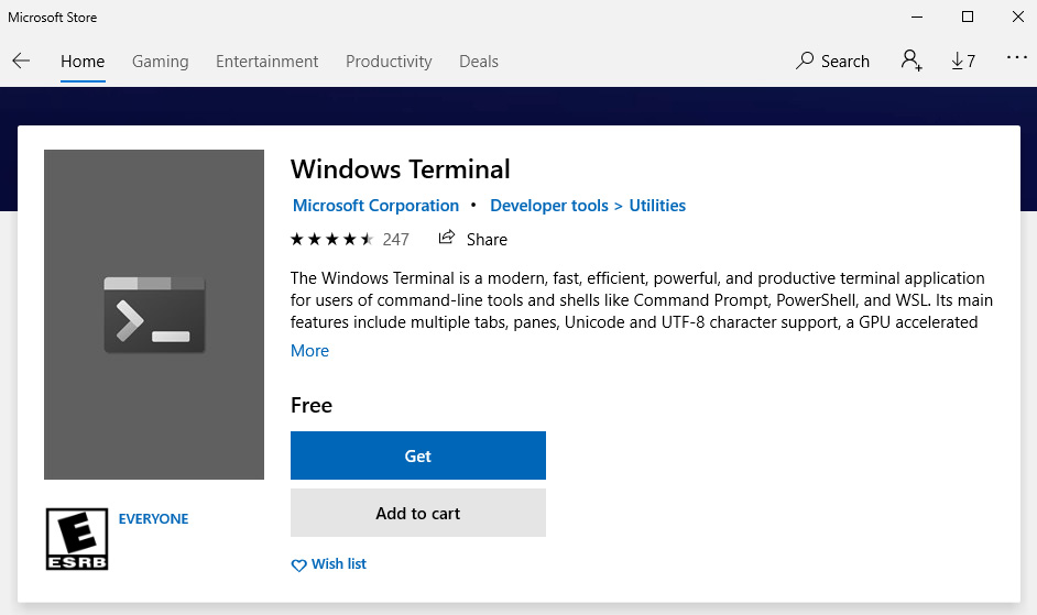 Figure 1.12 – The Windows Terminal available in the Microsoft Store
