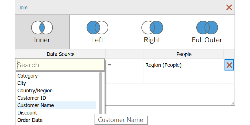 Figure 2.17: Changing the join column
