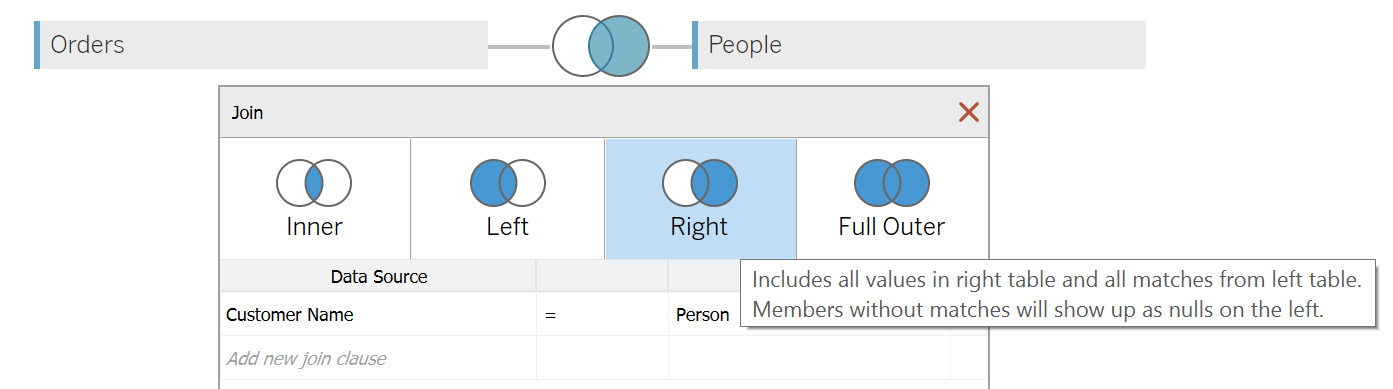 Figure 2.25: Selecting the Right join
