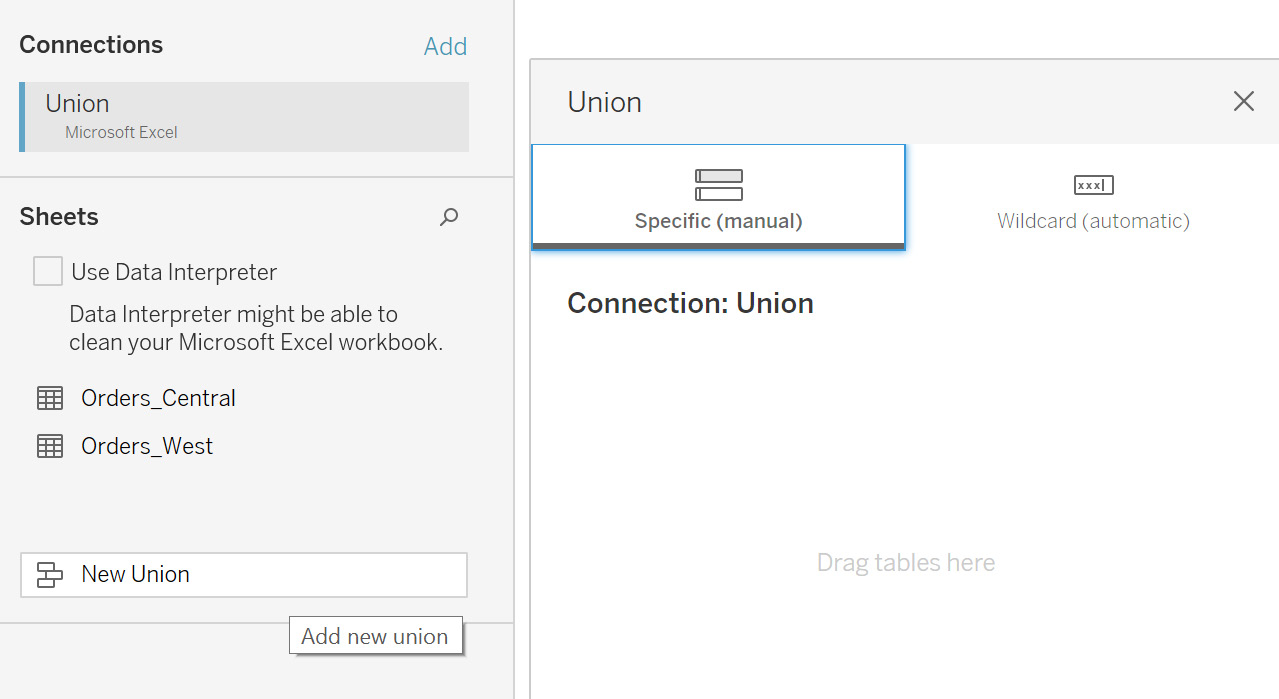 Figure 2.30: New Union popup
