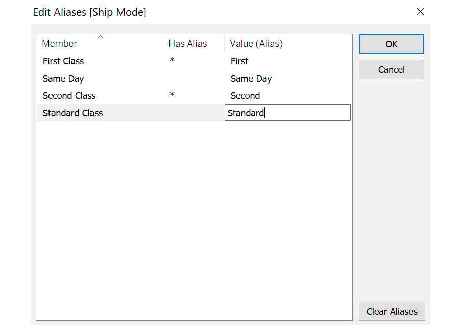 Figure 2.63: Edit Aliases properties
